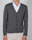 Grey Cardigan 100% Merino Wool