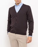 Dark Brown Cardigan 100% Merino Wool