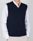 Dark Blue V Neck Sweater 100% Merino Wool