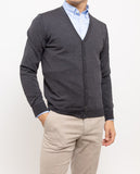 Dark Grey Cardigan 100% Merino Wool