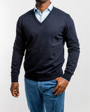 Dark Blue V Neck Sweater 100% Cotton
