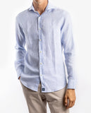 Camisa Casual 100% Linho em Azul Claro
