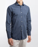 Camisa Casual 100% Algodão em Azul Escuro