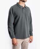 Dark Dry Green Long Sleeve Polo 100% Cotton