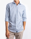 Camisa Casual 100% Algodão em Azul Claro