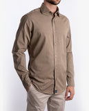 Camisa Casual 100% Algodão em Castanho Claro