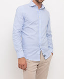 Camisa Casual 100% Algodão em Azul Claro