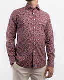 Camisa Casual 100% Algodão em Encarnado Escuro