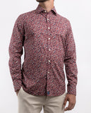 Camisa Casual 100% Algodão em Encarnado Escuro
