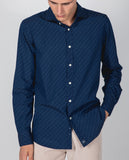 Camisa Casual 100% Algodão em Azul Escuro