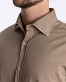 Camisa Casual 100% Algodão em Castanho Claro