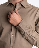 Camisa Casual 100% Algodão em Castanho Claro