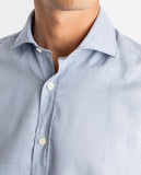 Camisa Casual 100% Algodão em Azul Claro