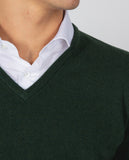 Camisola Decote em V em Verde Escuro