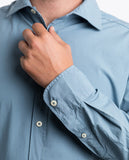 Camisa Casual 100% Algodão em Azul