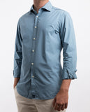 Camisa Casual 100% Algodão em Azul