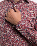 Camisa Casual 100% Algodão em Encarnado Escuro