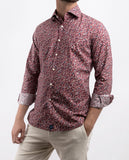 Camisa Casual 100% Algodão em Encarnado Escuro