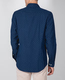 Camisa Casual 100% Algodão em Azul Escuro