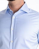 Camisa Casual 100% Algodão em Azul Claro