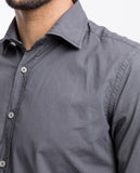 Camisa Casual 100% Algodão em Cinzento Escuro