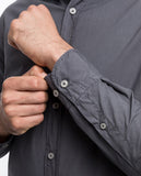 Camisa Casual 100% Algodão em Cinzento Escuro