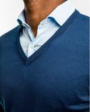 Camisola Decote em V 100% Algodão em Azul Escuro