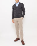 Dark Grey Cardigan 100% Merino Wool