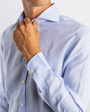 Camisa Casual 100% Linho em Azul Claro