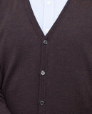 Dark Brown Cardigan 100% Merino Wool