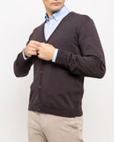 Dark Brown Cardigan 100% Merino Wool
