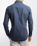 Camisa Casual 100% Algodão em Azul Escuro