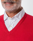 Camisola Decote em V 100% Algodão em Encarnado