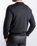 Black V Neck Sweater 100% Merino Wool