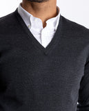 Black V Neck Sweater 100% Merino Wool