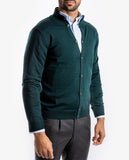 Green Cardigan 100% Merino Wool