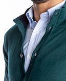 Green Cardigan 100% Merino Wool