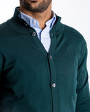 Green Cardigan 100% Merino Wool