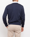 Dark Blue Crew Neck Sweater 100% Wool