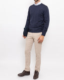 Dark Blue Crew Neck Sweater 100% Wool