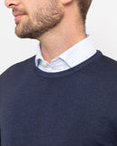 Dark Blue Crew Neck Sweater 100% Wool