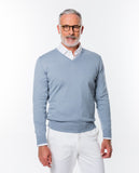 Camisola Decote em V 100% Algodão em Cinzento Claro