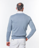 Camisola Decote em V 100% Algodão em Cinzento Claro