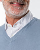 Camisola Decote em V 100% Algodão em Cinzento Claro