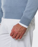 Camisola Decote em V 100% Algodão em Cinzento Claro