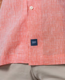 Camisa Casual 100% Linho em Cor de Laranja Claro
