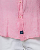 Camisa Casual 100% Linho em Cor-de-rosa Claro