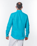 Turquoise Blue Casual Shirt 100% Linen