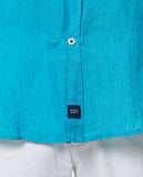 Turquoise Blue Casual Shirt 100% Linen