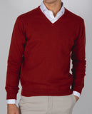 Dark Red V Neck Sweater